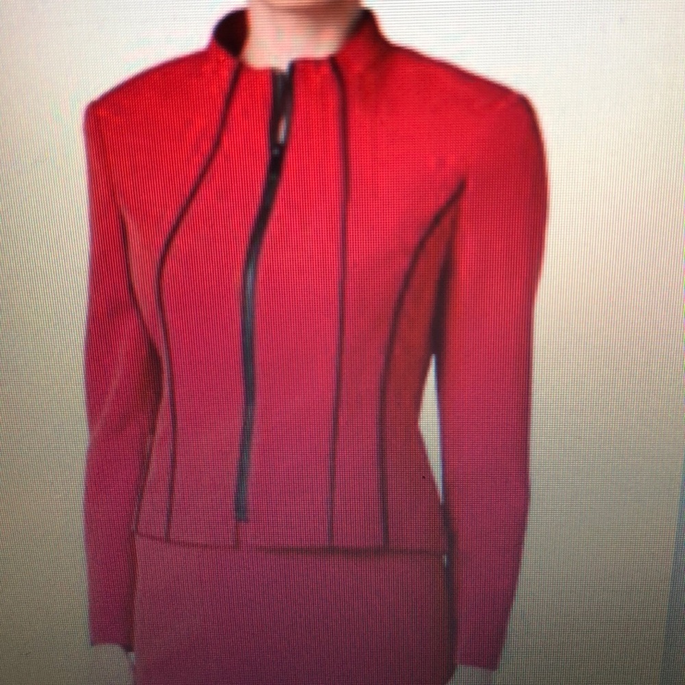 Kasper Women Crepe Zip Front Piped Trim Jacket - Picture 1 of 5